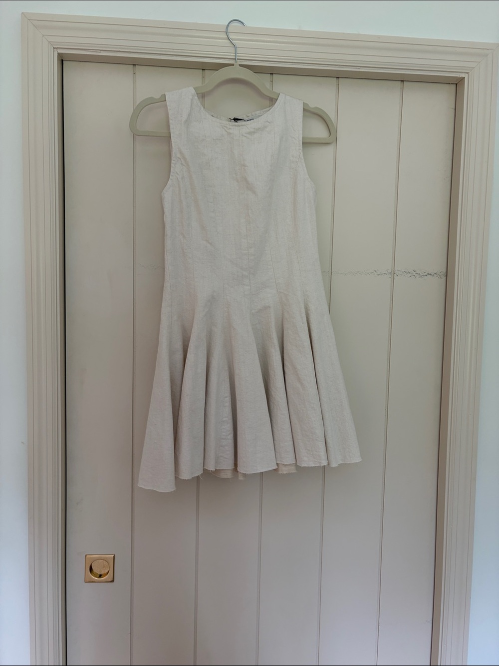 Zara Cream Sleeveless Flared Mini Dress